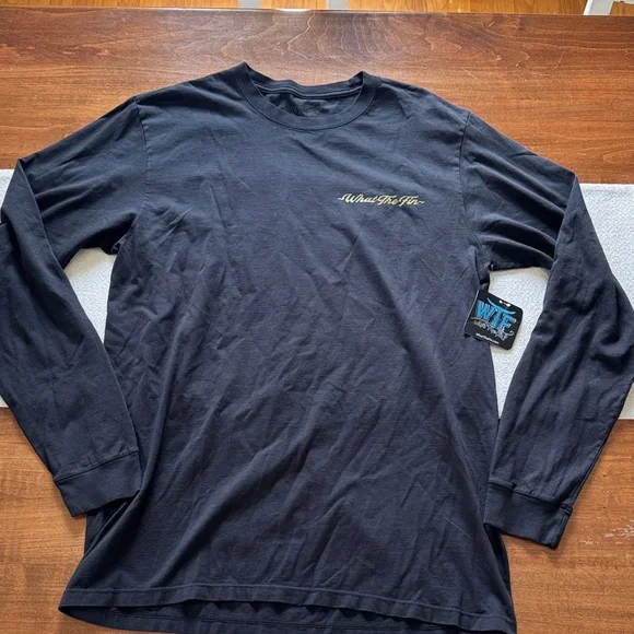What The Fin WTF Men's Black Long Sleeve Tee - Picture 1 of 6